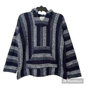Baja Joe hooded pullover sweatshirt kangaroo pocket woven size S
